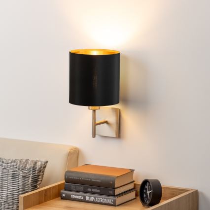 Eglo - Светодиодный настенный светильник TUNJA 1xE27/60W/230V матовый хром/черный