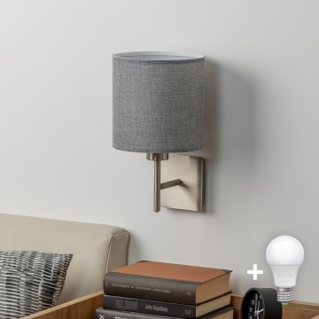 Eglo - Светодиодный настенный светильник TUNJA 1xE27/60W/230V матовый хром/серый
