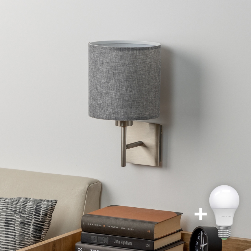 Eglo - Светодиодный настенный светильник TUNJA 1xE27/60W/230V матовый хром/серый