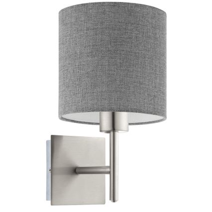 Eglo - Светодиодный настенный светильник TUNJA 1xE27/60W/230V матовый хром/серый