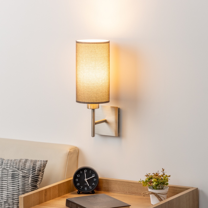 Eglo - Светодиодный настенный светильник TUNJA 1xE27/60W/230V матовый хром/коричневый