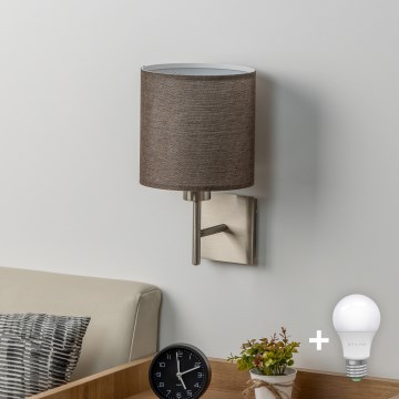 Eglo - Светодиодный настенный светильник TUNJA 1xE27/60W/230V матовый хром/коричневый