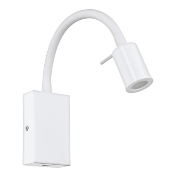 Eglo - Светодиодный настенный точечный светильник с зарядным устройством USB 1xLED/3,5W/230V белый