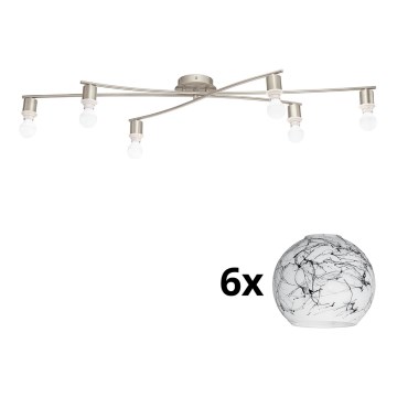 Eglo - Светодиодный потолочный светильник MY CHOICE 6xE14/4W/230V матовый хром/белый/черный