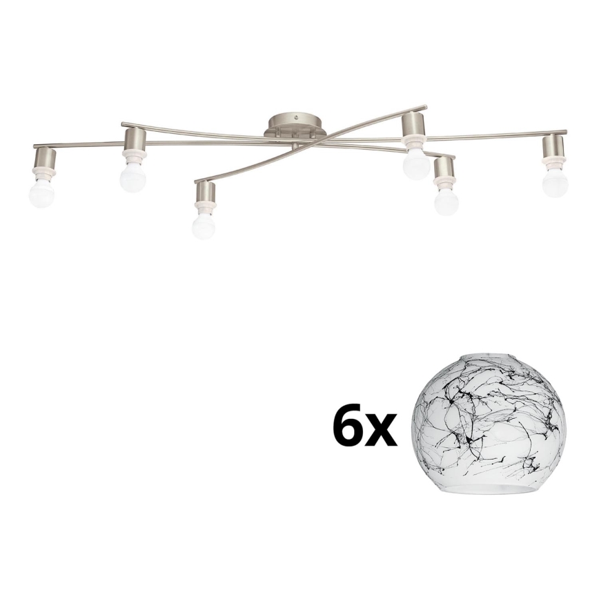 Eglo - Светодиодный потолочный светильник MY CHOICE 6xE14/4W/230V матовый хром/белый/черный
