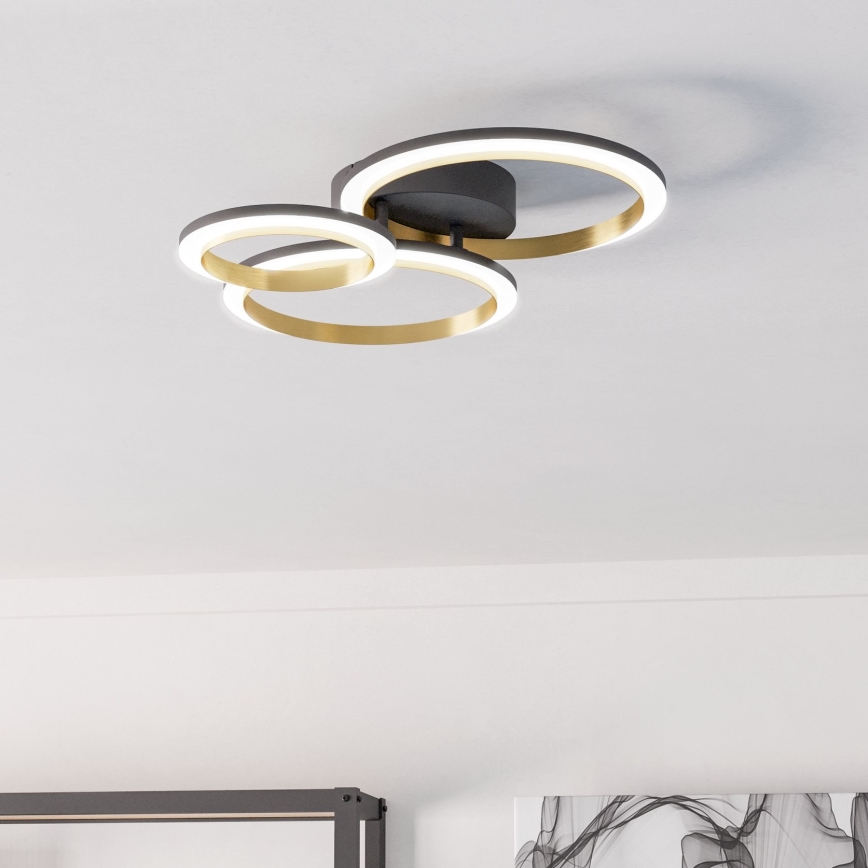 Eglo - Светодиодный потолочный светильник с регулированием яркости LED/20W/230V 4000K черный/золотистый