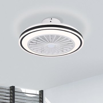 Eglo - Светодиодный потолочный вентилятор с регулированием яркости LED/25,5W/230V белый/черный 2700-6500K + дистанционное управление