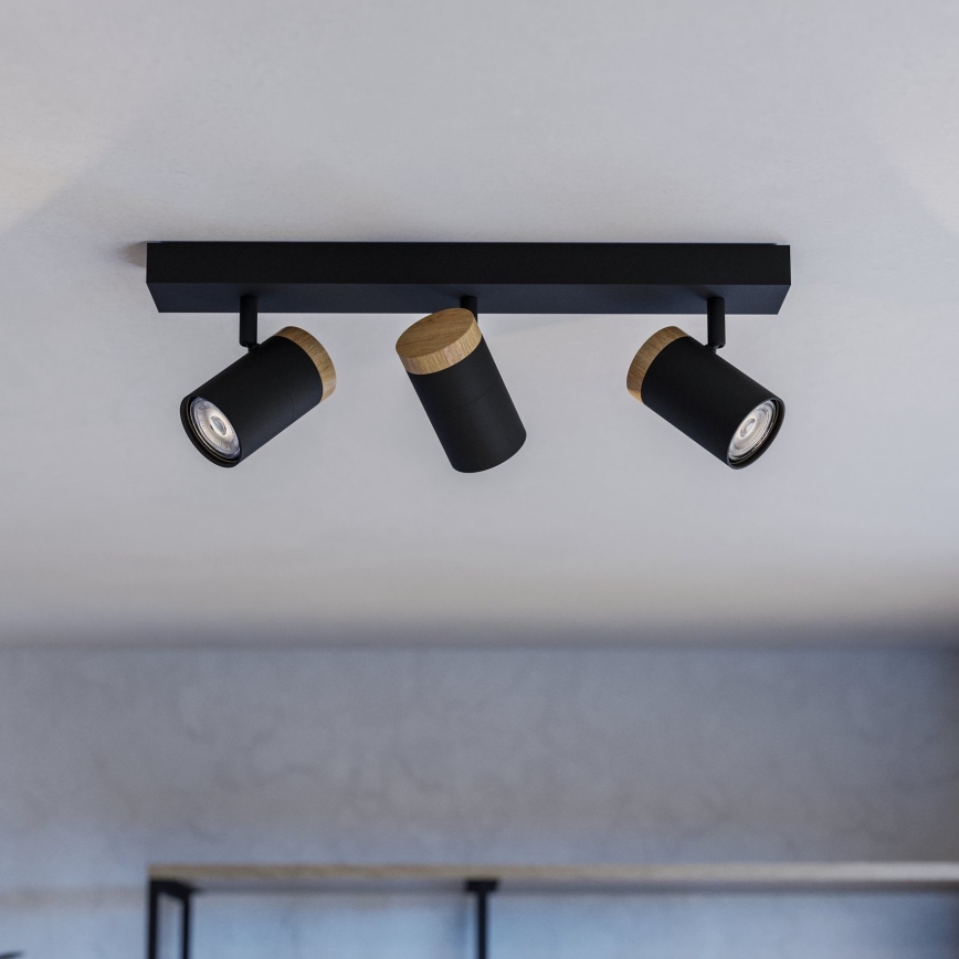 Eglo - Светодиодный точечный светильник 3xGU10/4,5W/230V 3000K черный/коричневый