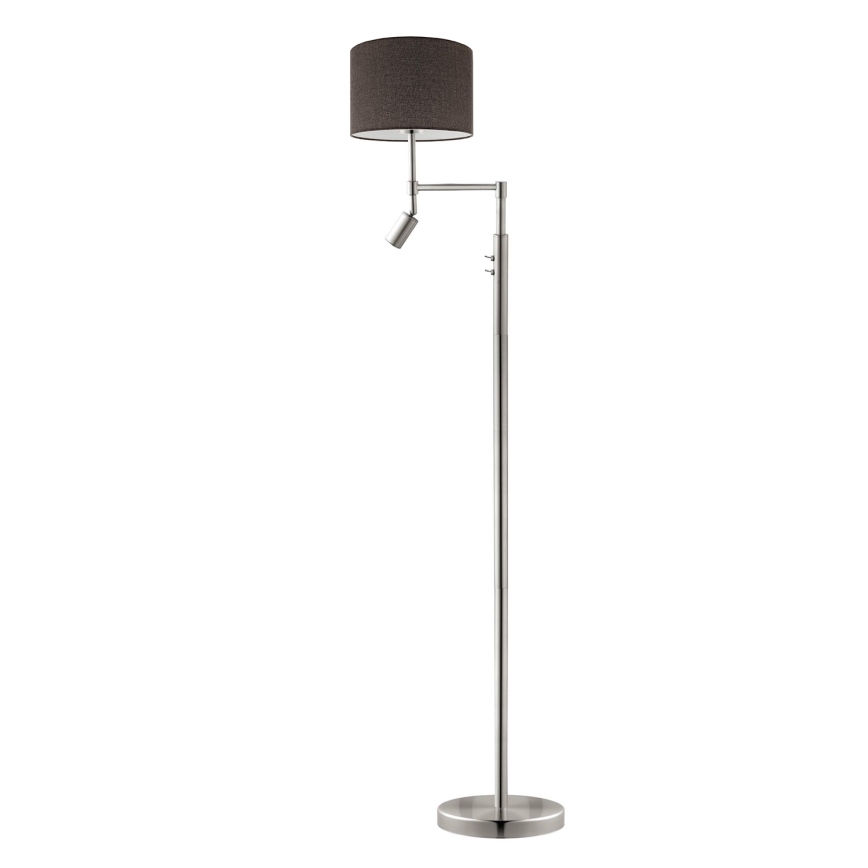 Eglo - Светодиодный торшер TUNJA 1xE27/60W/230V + LED/2,1W диаметр 30 см матовый хром/коричневый