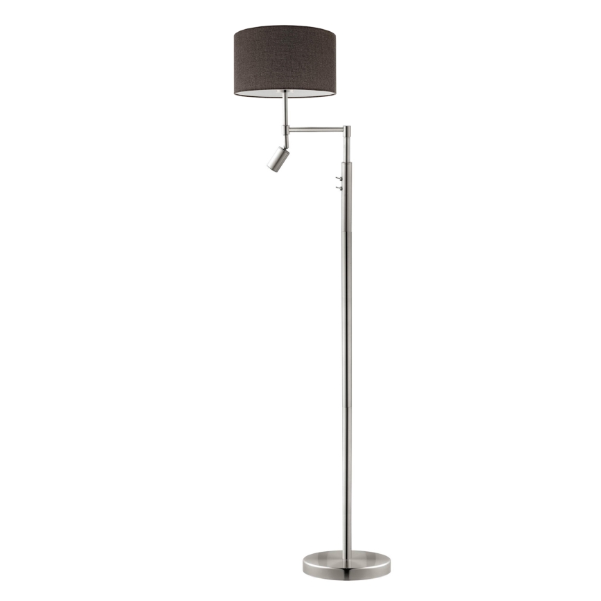 Eglo - Светодиодный торшер TUNJA 1xE27/60W/230V + LED/2,1W диаметр 38 см матовый хром/коричневый
