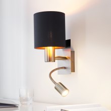 Eglo - Светодиодный настенный светильник 1xE27/40W+LED/3,5W черный