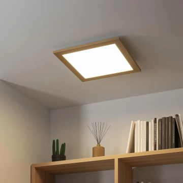 Eglo - Світлодіодна димована накладна панель POZZALLO WOOD LED/21W/230V 2700-6500K 49,5x49,5 см коричнева + дистанційне керування
