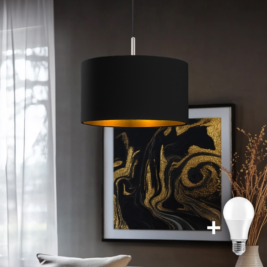 Eglo - Світлодіодна люстра на тросі TUNJA 1xE27/60W/230V чорна