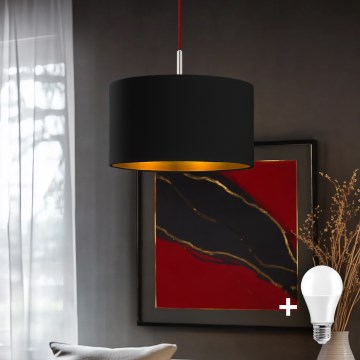 Eglo - Світлодіодна люстра на тросі TUNJA 1xE27/60W/230V чорна