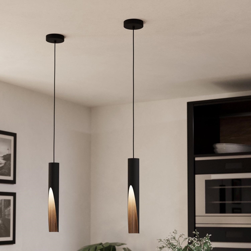 Eglo - Світлодіодна підвісна люстра 1xGU10/4,5W/230V чорний/коричневий