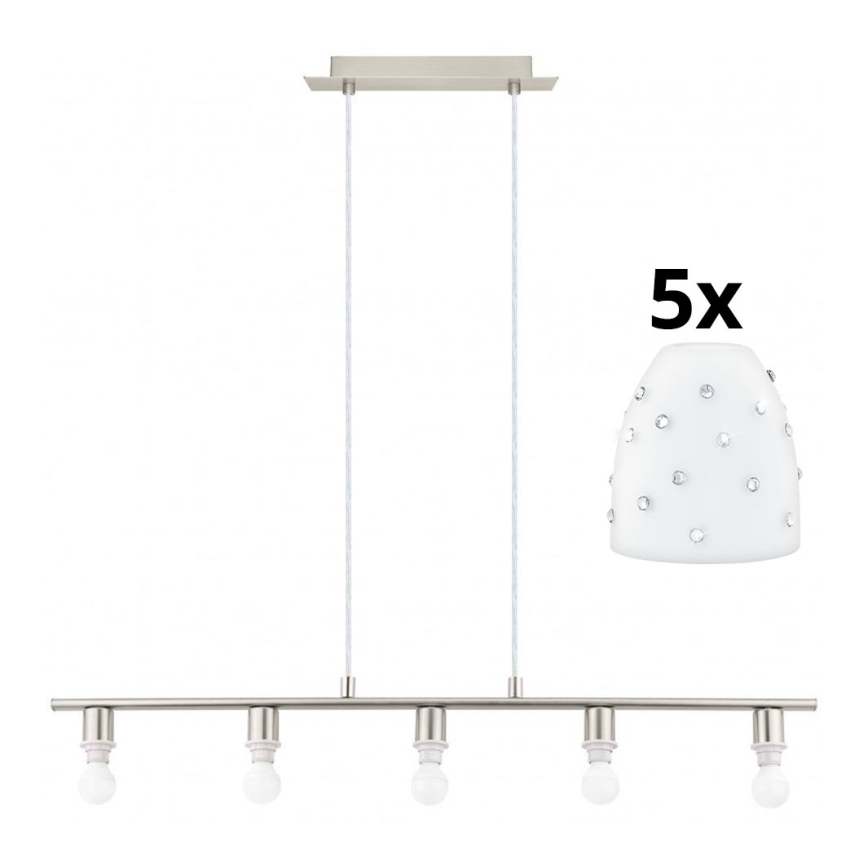 Eglo - Світлодіодна підвісна люстра MY CHOICE 5xE14/4W/230V матовий хром/білий