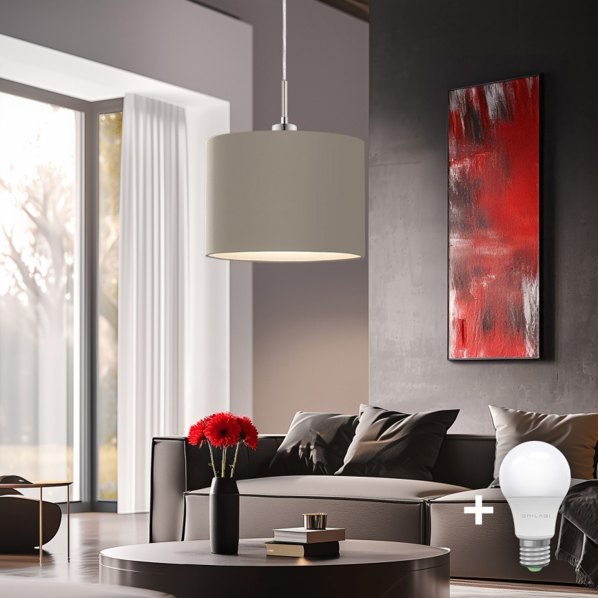 Eglo - Світлодіодна підвісна люстра TUNJA 1xE27/60W/230V taupe