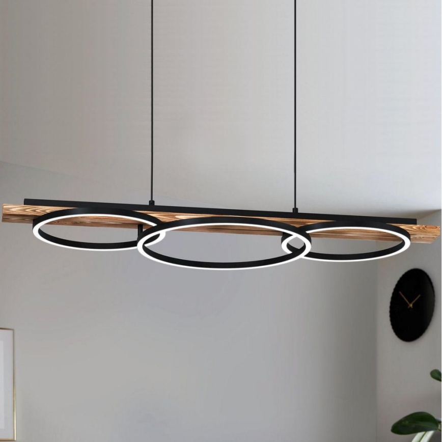 Eglo - Світлодіодна підвісна люстра з регулюванням яскравості 2xLED/12,5W/230V+1xLED/15,5W 3000K коричневий/чорний