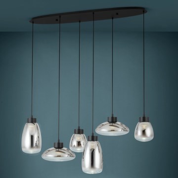 Eglo - Світлодіодна підвісна люстра з регулюванням яскравості 6xLED/5,4W/230V 2700K димчастий