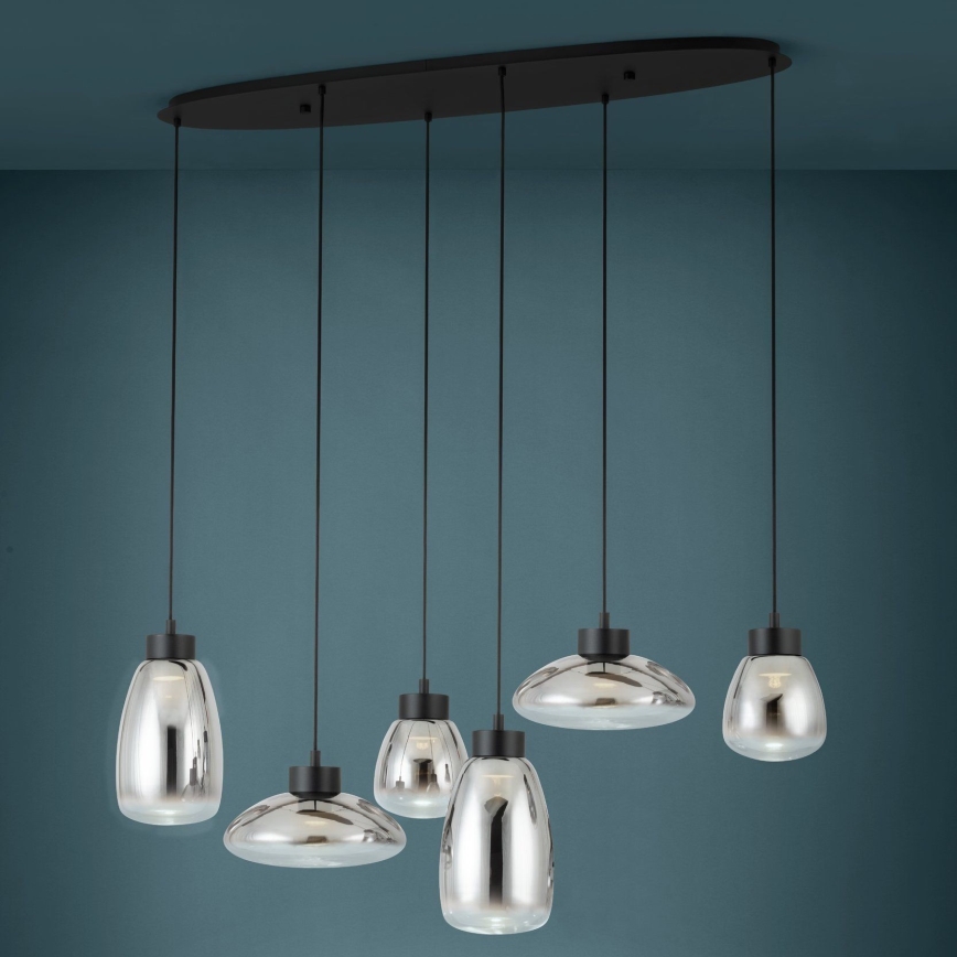 Eglo - Світлодіодна підвісна люстра з регулюванням яскравості 6xLED/5,4W/230V 2700K димчастий