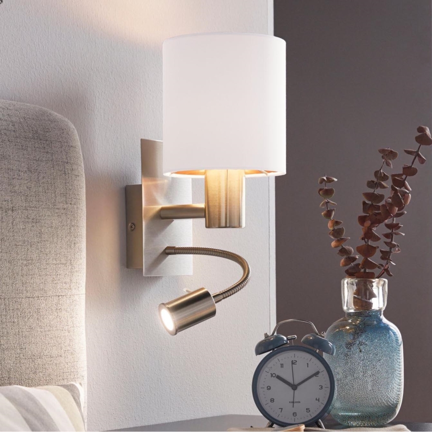 Eglo - Світлодіодний гнучкий світильник 1xE27/40W+LED/3,8W білий