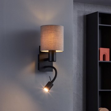 Eglo - Світлодіодний настінний світильник 1xE27/40W/230V + LED/3,8W коричневий