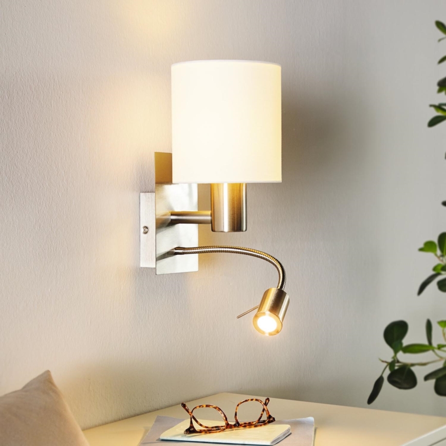 Eglo - Світлодіодний настінний світильник 1xE27/40W+LED/3,8W білий