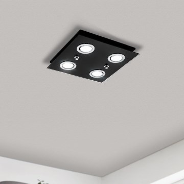 Eglo - Світлодіодний стельовий світильник 4xGU10/2,8W/230V 3000K чорний
