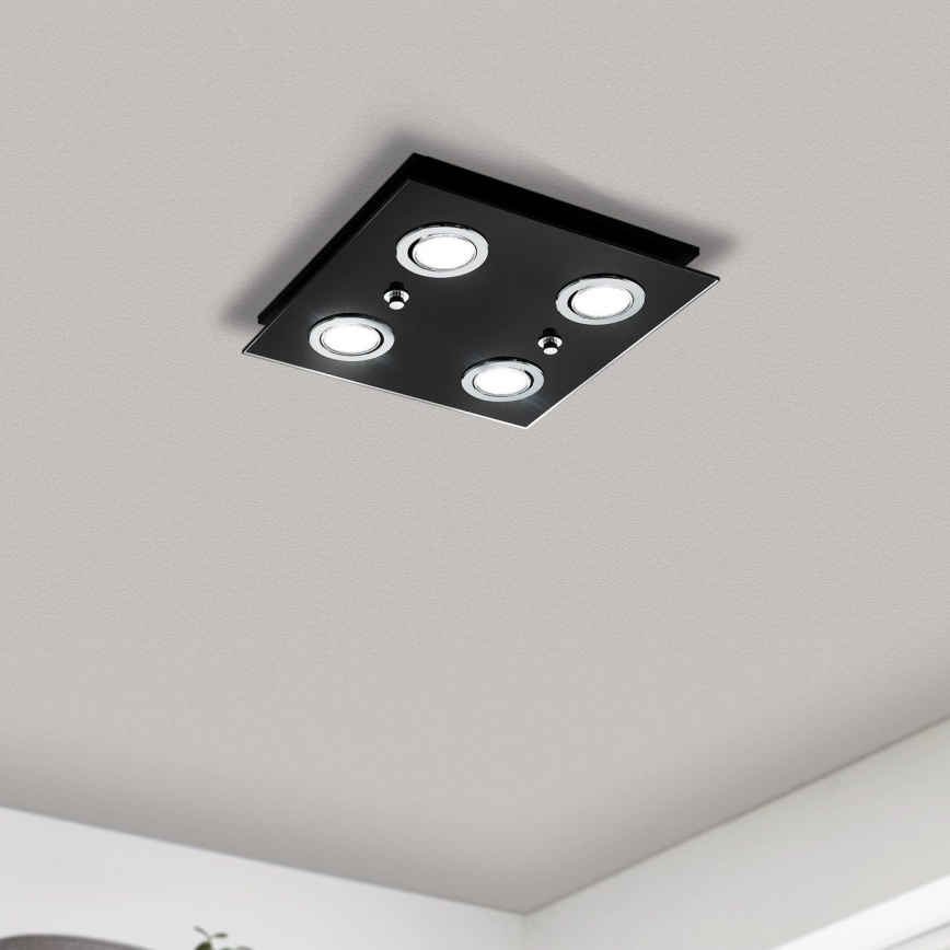 Eglo - Світлодіодний стельовий світильник 4xGU10/2,8W/230V 3000K чорний