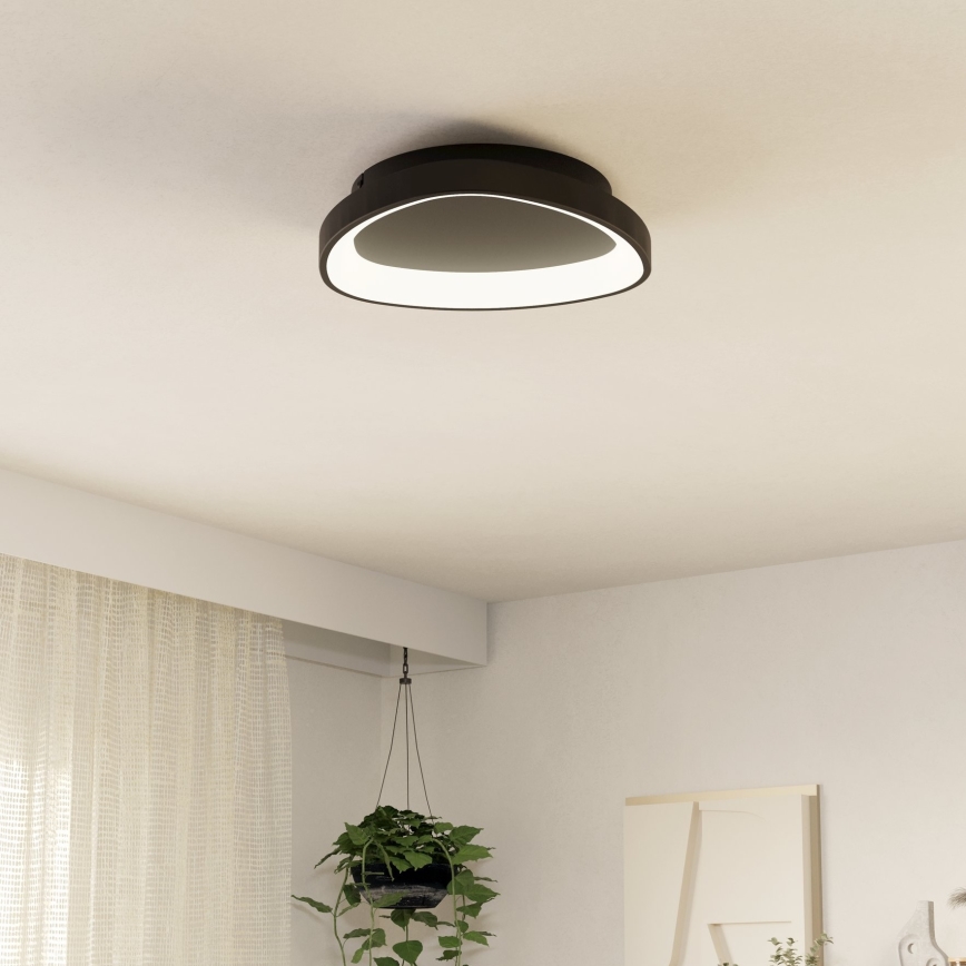 Eglo - Світлодіодний стельовий світильник з регулюванням яскравості LED/12W/230V 2700-6500K чорний + пульт дистанційного керування