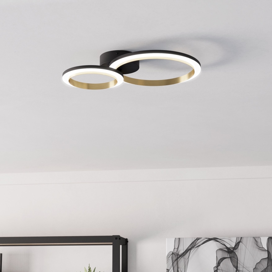 Eglo - Світлодіодний стельовий світильник з регулюванням яскравості LED/12W/230V 4000K чорний/золотий