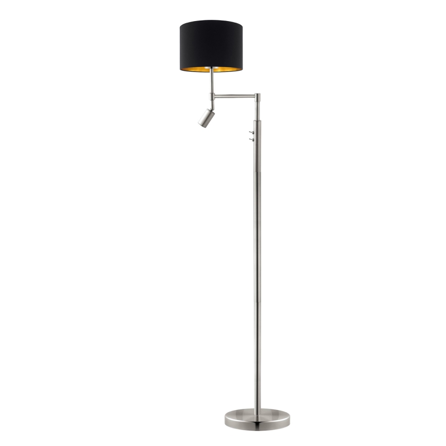 Eglo - Світлодіодний торшер TUNJA 1xE27/60W/230V + LED/2,1W діаметр 30 см матовий хром/чорний