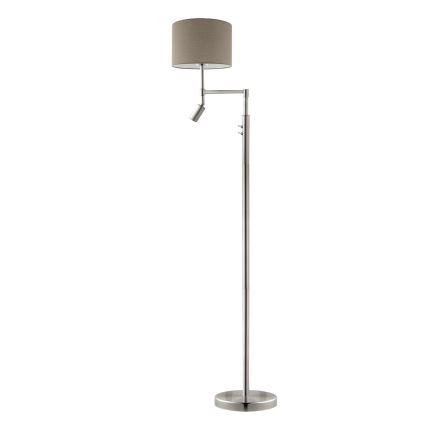 Eglo - Світлодіодний торшер TUNJA 1xE27/60W/230V + LED/2,1W діаметр 30 см матовий хром/taupe