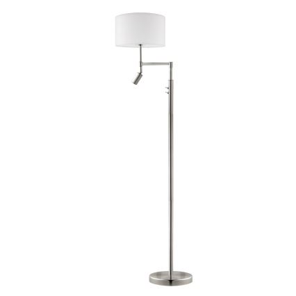 Eglo - Світлодіодний торшер TUNJA 1xE27/60W/230V + LED/2,1W діаметр 38 см матовий хром/білий