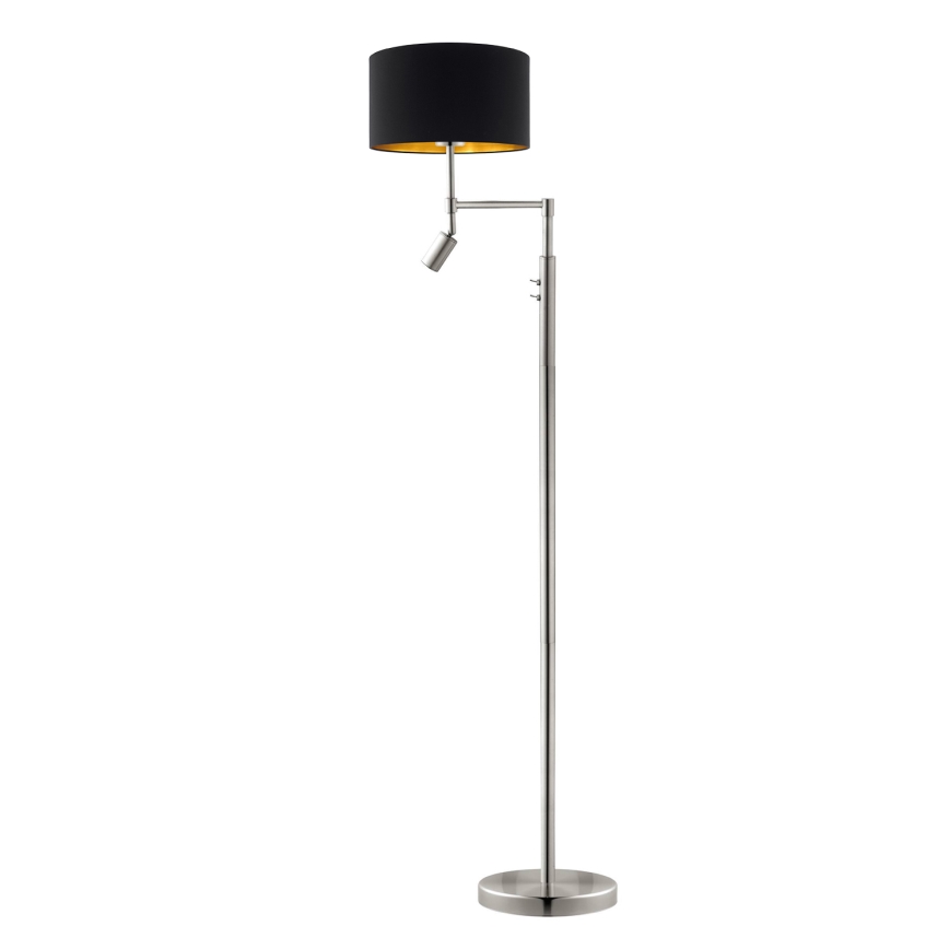 Eglo - Світлодіодний торшер TUNJA 1xE27/60W/230V + LED/2,1W діаметр 38 см матовий хром/чорний