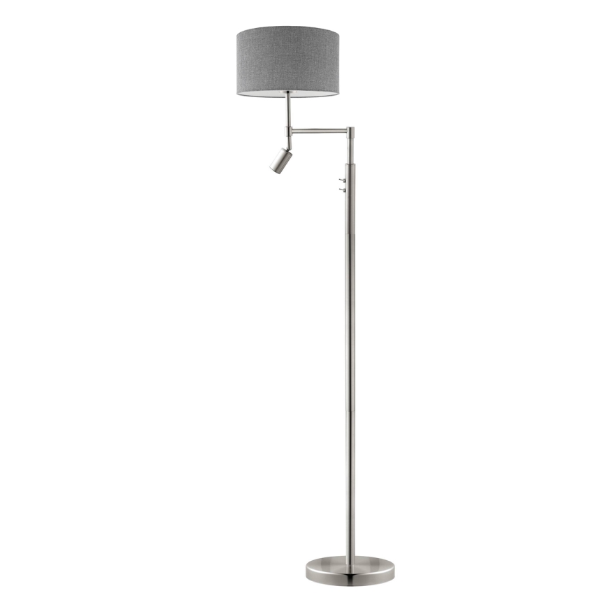 Eglo - Світлодіодний торшер TUNJA 1xE27/60W/230V + LED/2,1W діаметр 38 см матовий хром/сірий