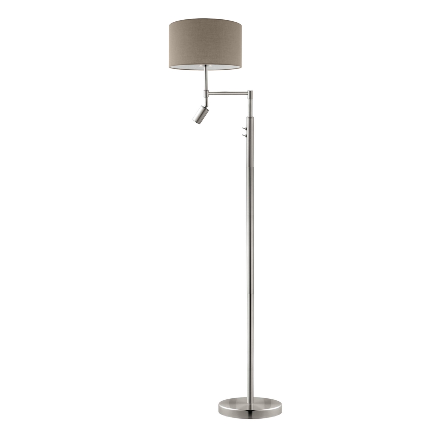 Eglo - Світлодіодний торшер TUNJA 1xE27/60W/230V + LED/2,1W діаметр 38 см матовий хром/taupe