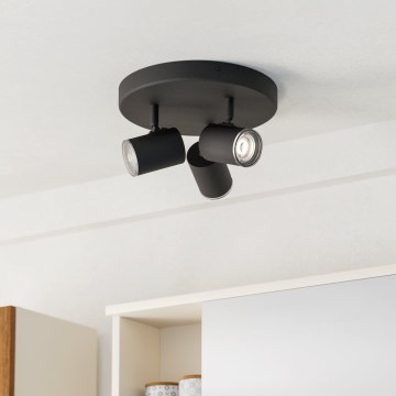 Eglo - Точечный светильник для ванной 3xGU10/5W/230V, диаметр 25 см, IP44, черный