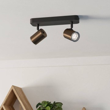 Eglo - Точковий світильник для ванної кімнати 2xGU10/5W/230V IP44 чорний/коричневий