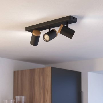 Eglo - точковий світильник для ванної кімнати 3xGU10/3W/230V IP44 чорний/бежевий