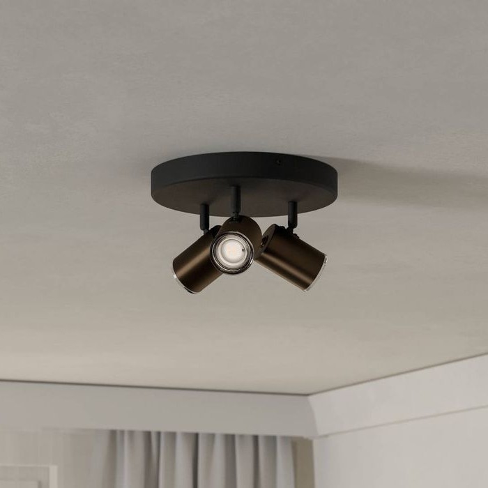 Eglo - Точковий світильник для ванної кімнати 3xGU10/5W/230V, діаметром 25 см, IP44, чорний/коричневий
