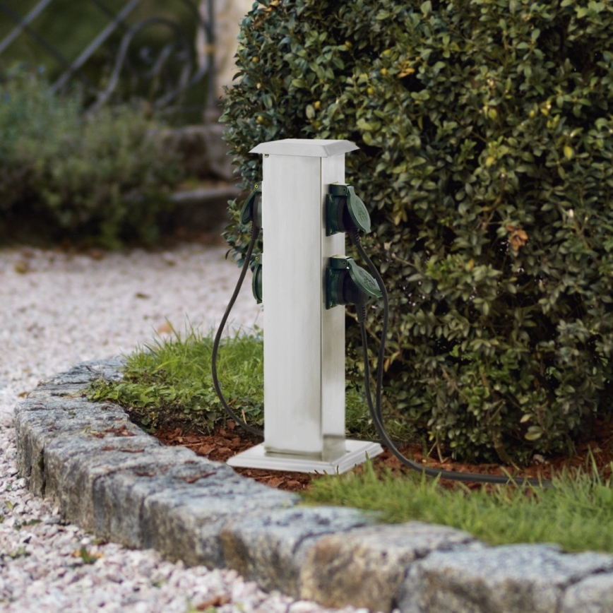 EGLO - Вулична розеткова колона зелений SCHUKO IP44