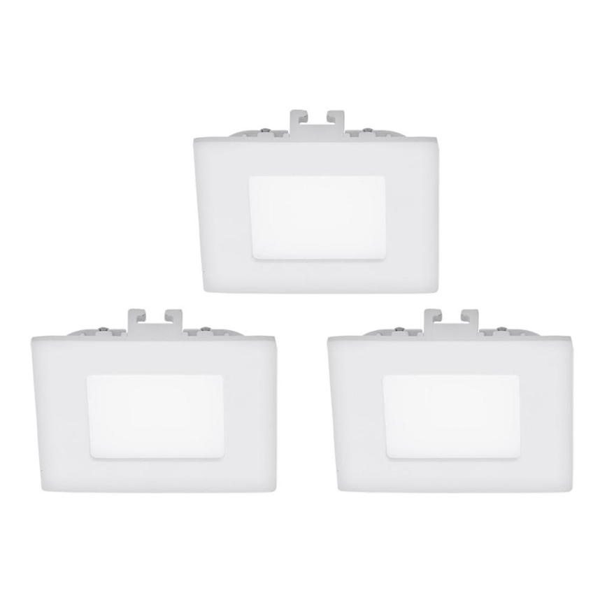 Eglo - Комплект из 3 LED встраиваемых потолочных светильников FUEVA 1 1xLED/2,7W/230V 8,5x8,5 cm