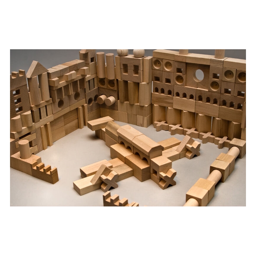 EkoToys - Дерев'яні кубики натуральні 220 шт