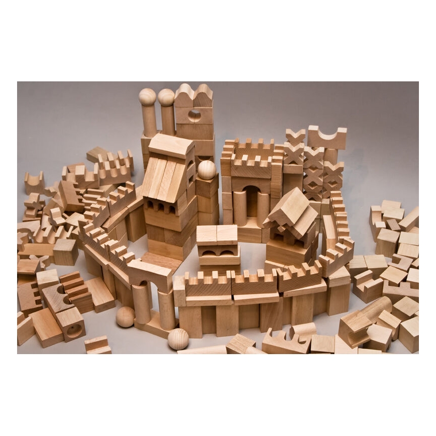 EkoToys - Дерев'яні кубики натуральні 220 шт