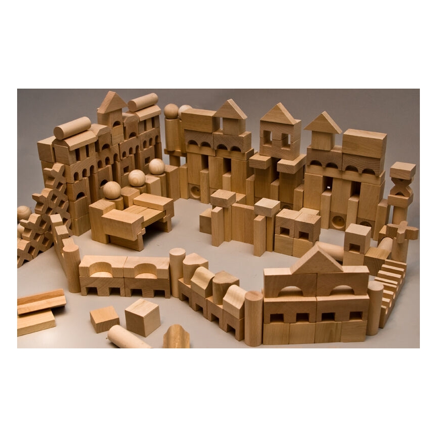 EkoToys - Дерев'яні кубики натуральні 220 шт