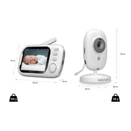 ELDONEX EBM-1010-WH - Дитяча радіоняня з монітором 5В/2000 мАг