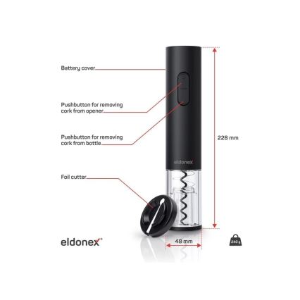 ELDONEX EWO-2100-BK - Электрический винный штопор 4xAA черный