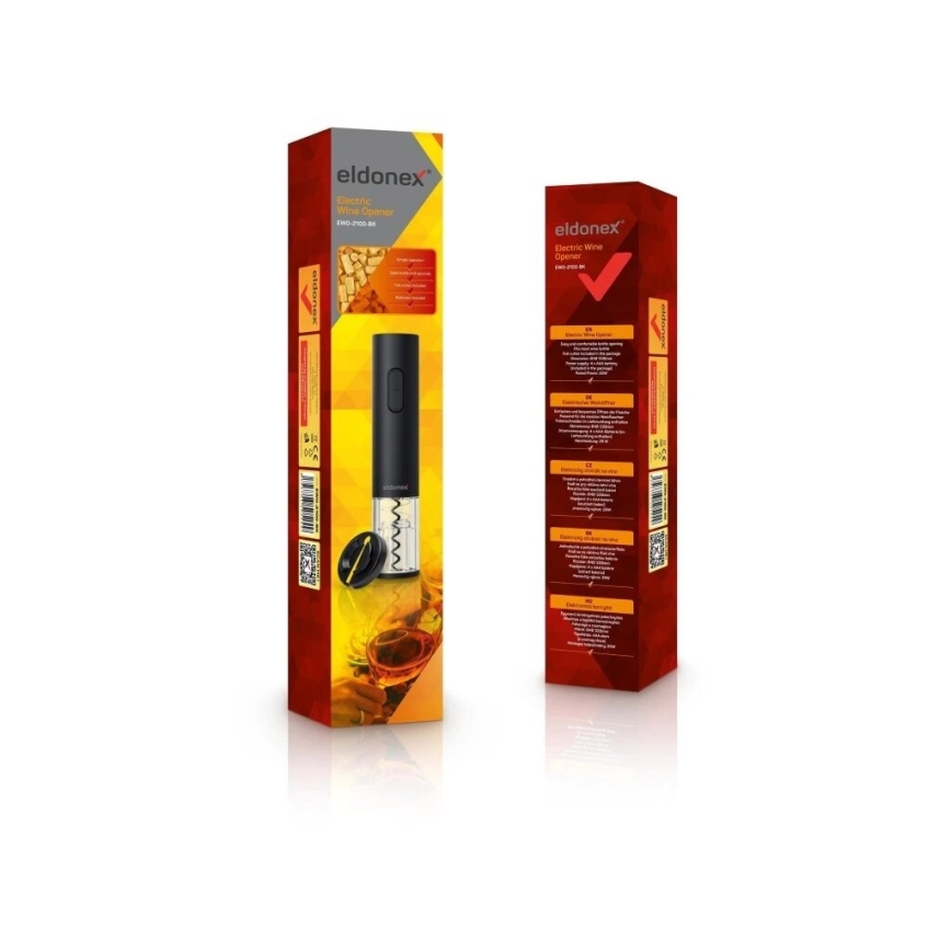 ELDONEX EWO-2100-BK - Електричний відкривач для вина 4xAA чорний