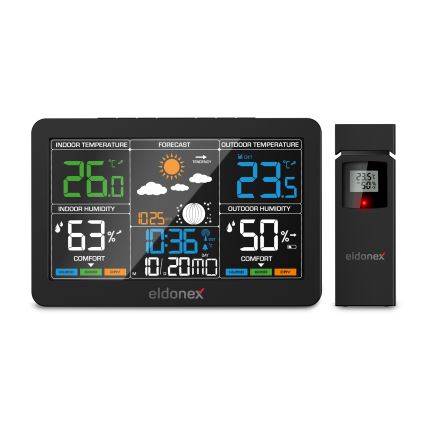 ELDONEX EWS-1010-BK - Метеостанция с ЖК-дисплеем 2xAAA черный